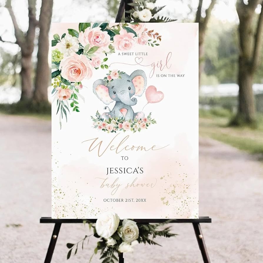 Amazon Editable Elephant Baby Shower Welcome Sign Balloon Pink Girls Baby Shower Sign Pink Floral Peanut Elephant Welcome Baby Shower Sign Printable Blush Floral Decor Baby Welcome Signs Plastic Sign Welcome