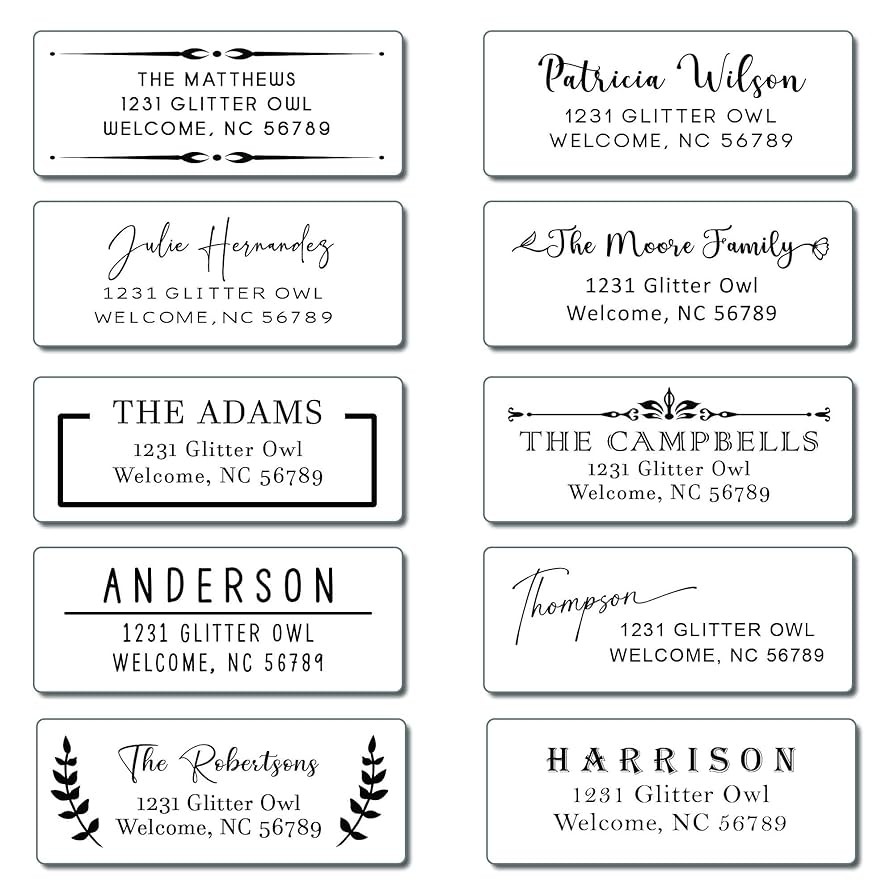 Amazon Personalized Return Address Labels Stickers Set Of 240 Elegant Custom Mailing Labels For Envelopes Self Adhesive Flat Sheet Rectangle Personalized Name Stickers Office Products
