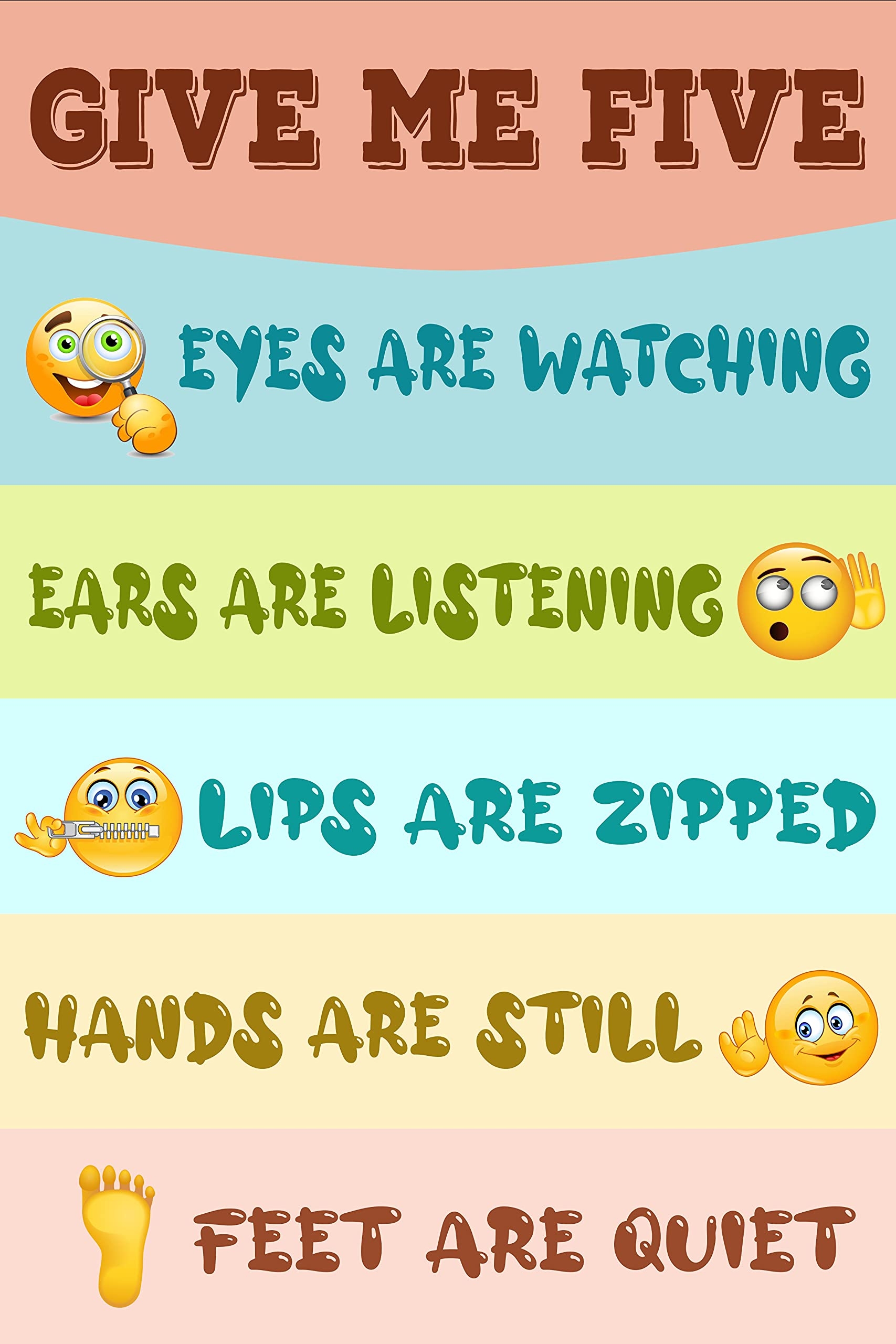 Amazon The Hygge Life Give Me Five Posters School Counselor Poster Behavior Therapy Child Therapist Guidance Counselor Office Decor Counselor Office Wall Art Child Psychologist Multi 11x17in Office Products