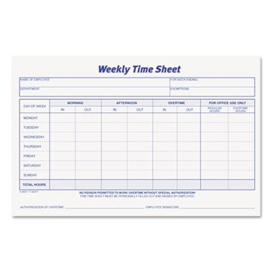 Amazon Tops TOP30071 Weekly Time Sheets Blank Timecards Office Products