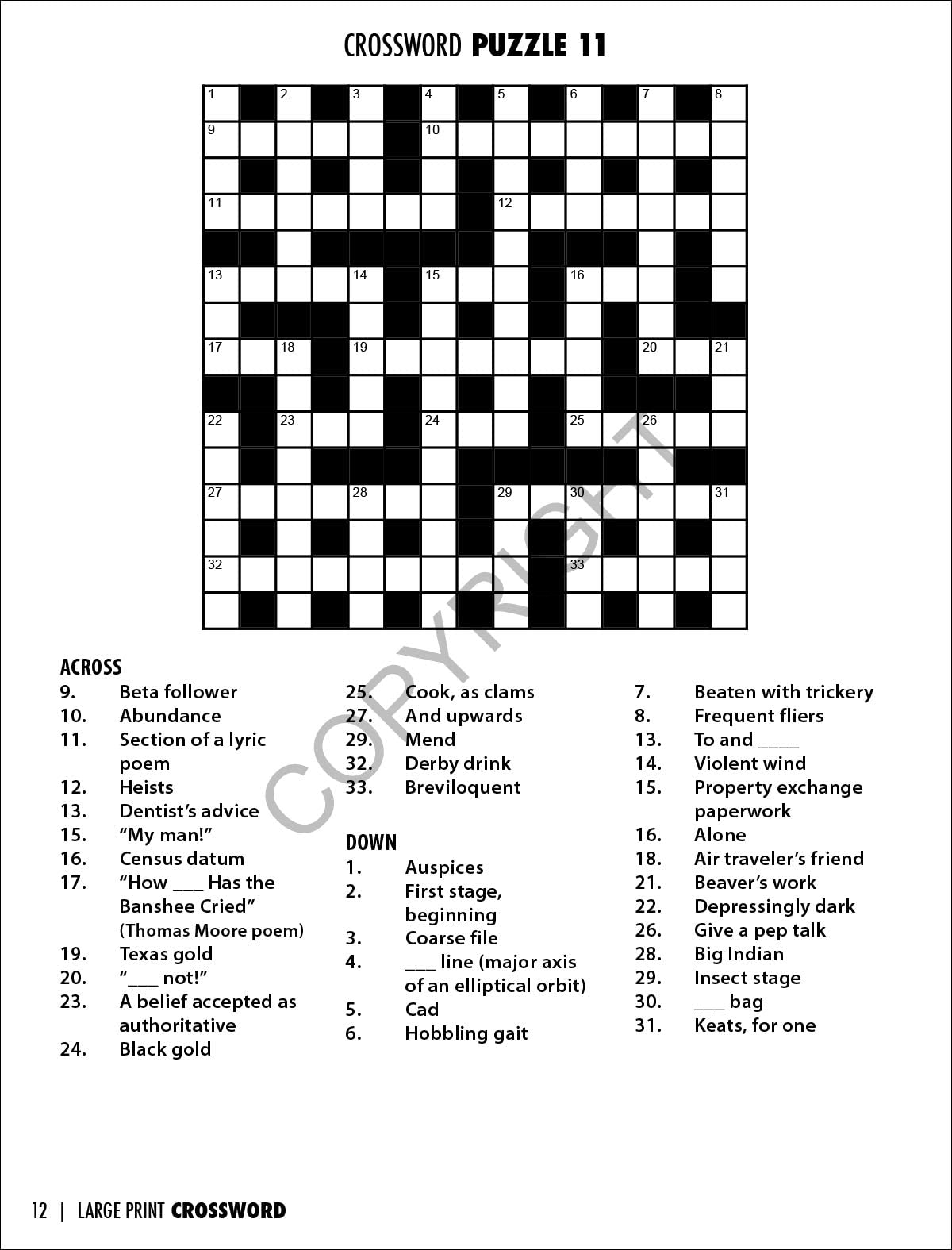 easy printable crossword puzzles for seniors