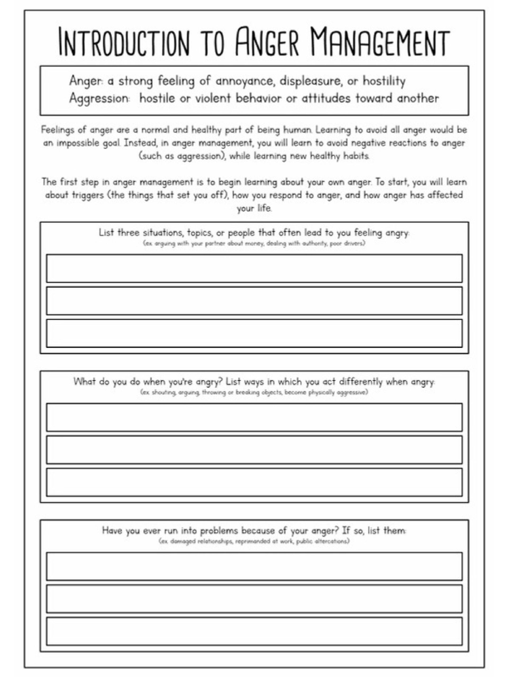 anger management worksheets