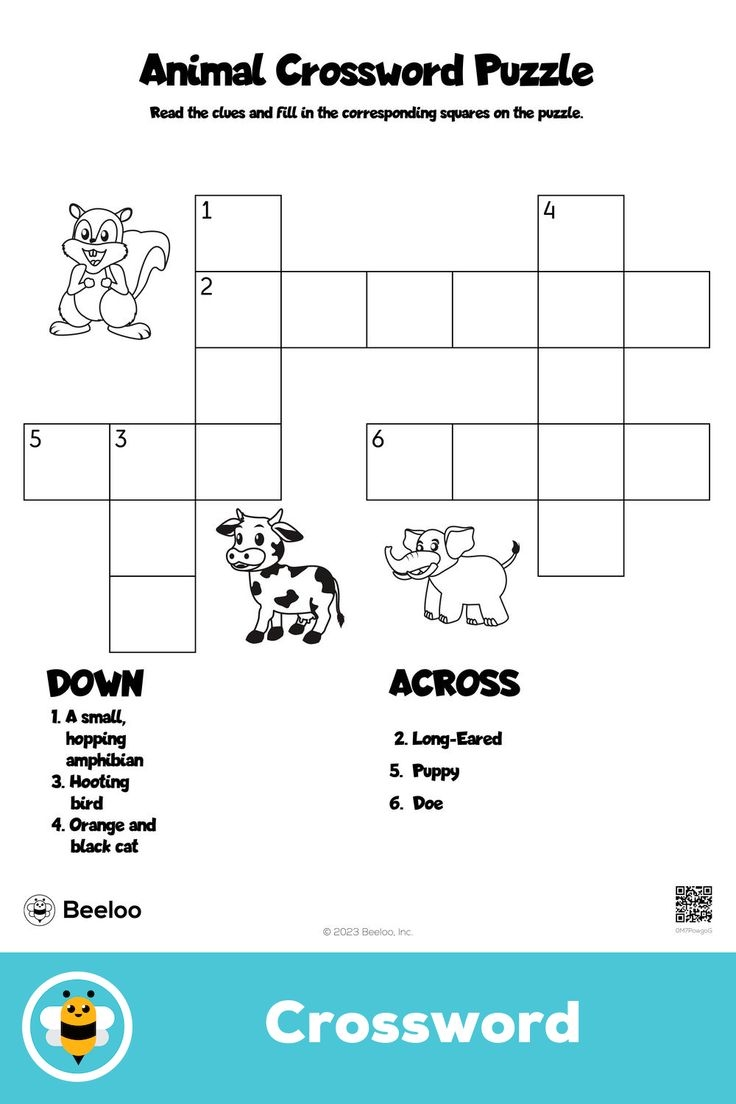 crossword puzzle animals printable