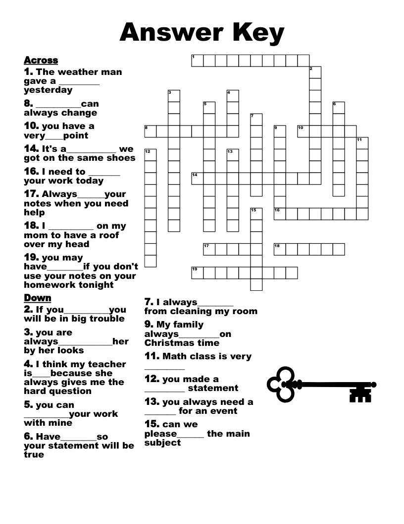 Answer Key Crossword WordMint