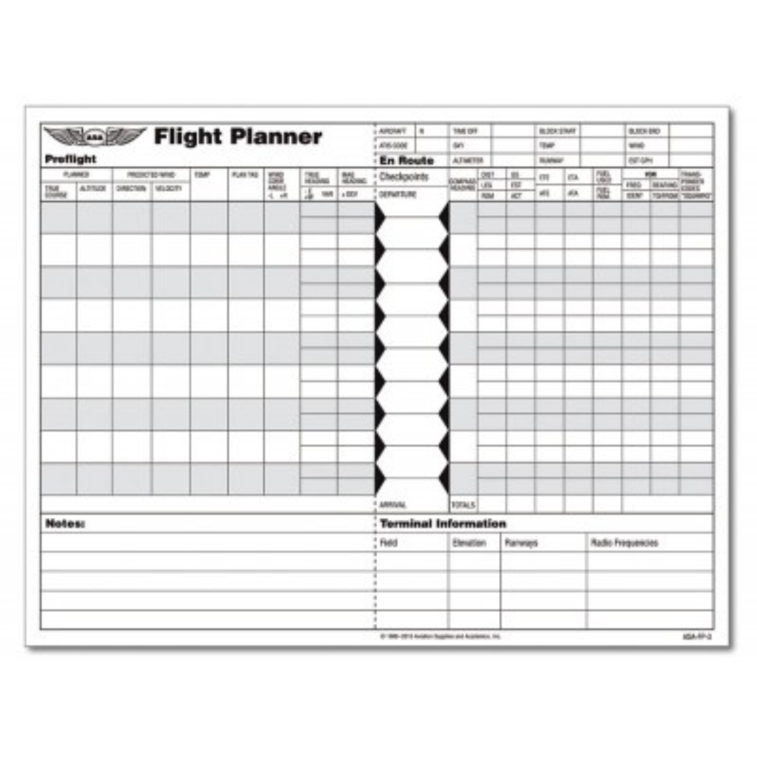 ASA FLIGHT PLANNER PAD Aviation Parts Inc 