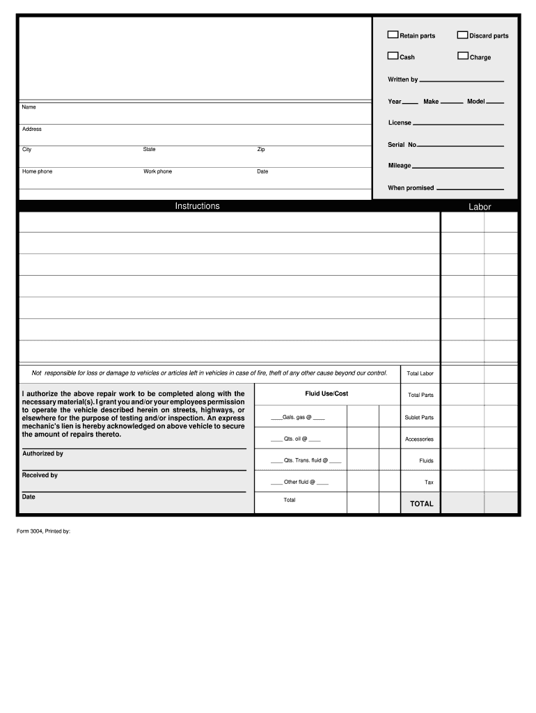 Automotive Shop Invoice Template Fill Online Printable Fillable Blank PdfFiller