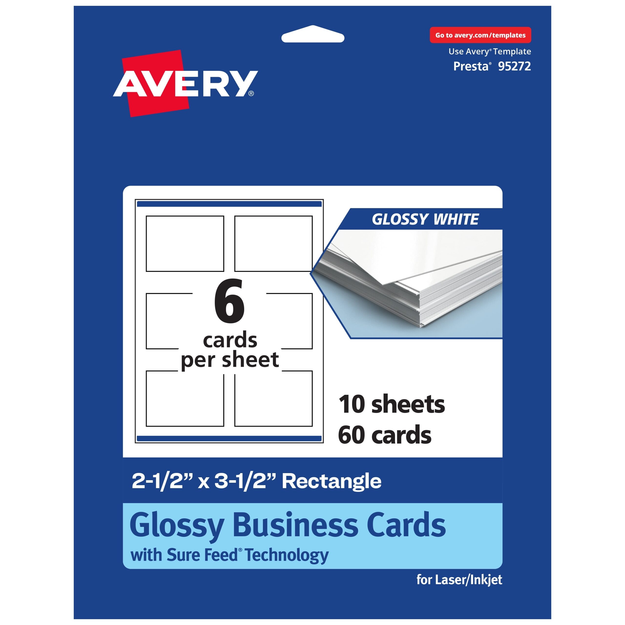 Avery Printable Business Cards 2 5 X 3 5 Glossy White 60ct Walmart