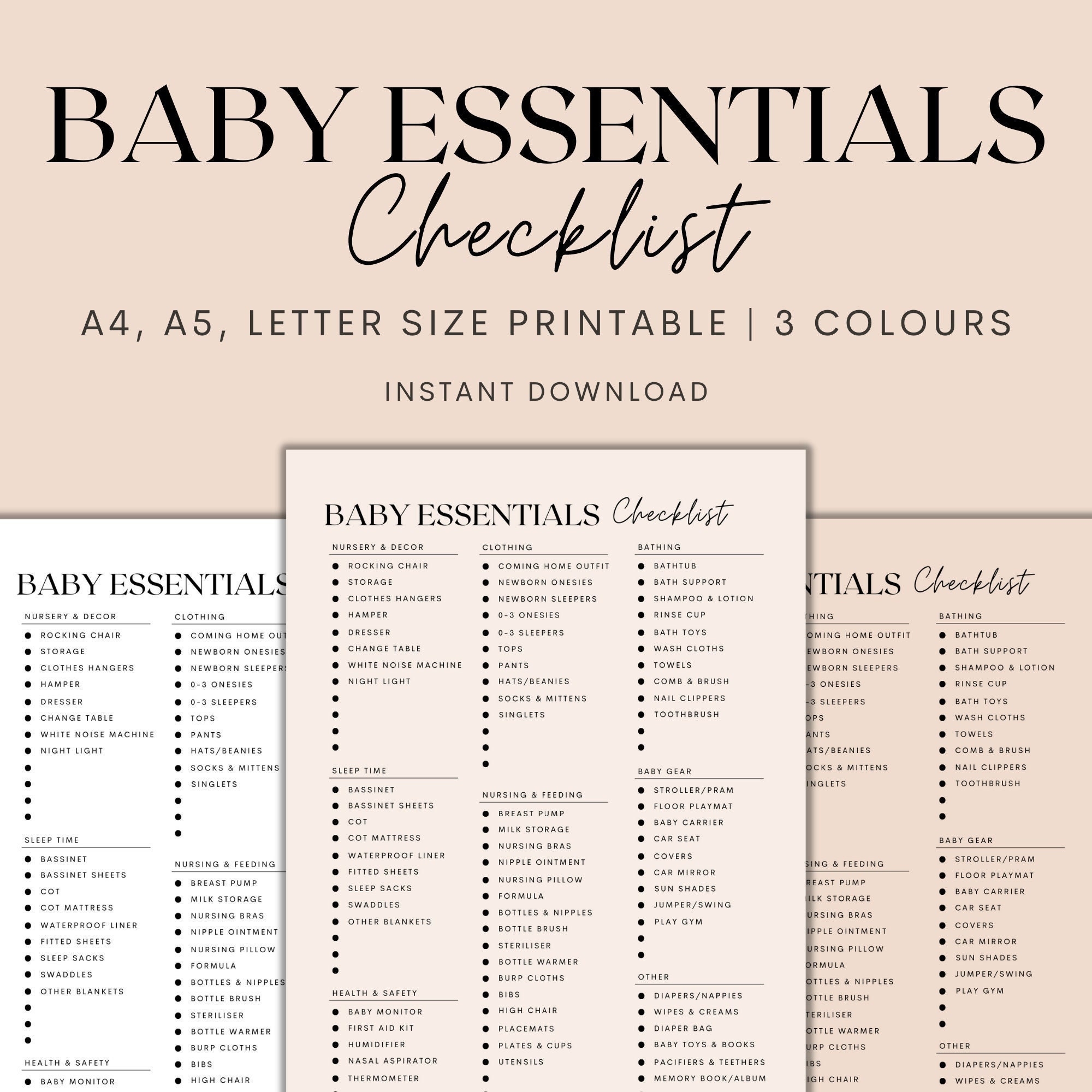 newborn baby checklist printable