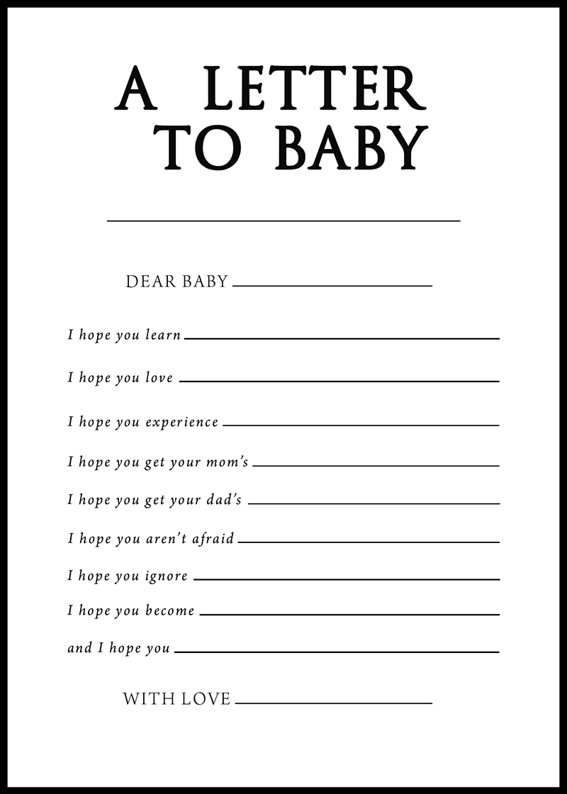 Baby Shower Games Free Printables A Letter To Baby 