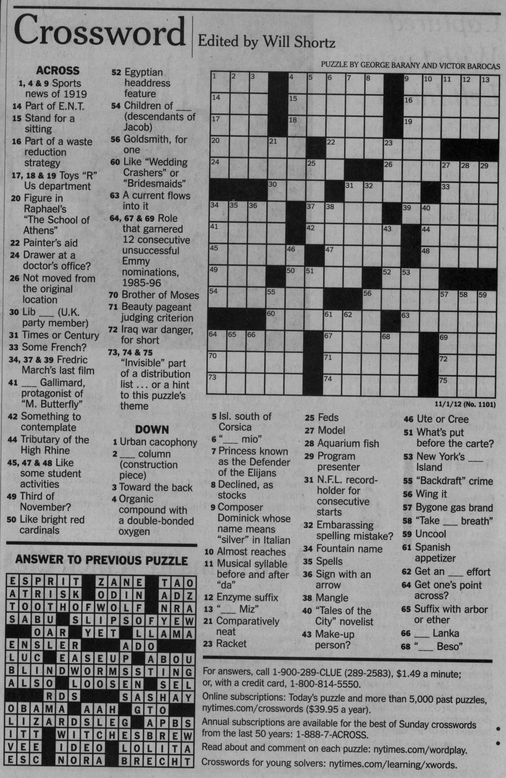 printable nyt sunday crossword puzzles
