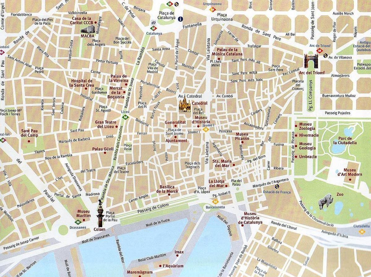 Barcelona Old Town Map Map Of Barcelona Old Town Catalonia Spain 