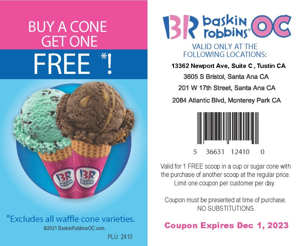 Baskin Shop Robbins Promotions
