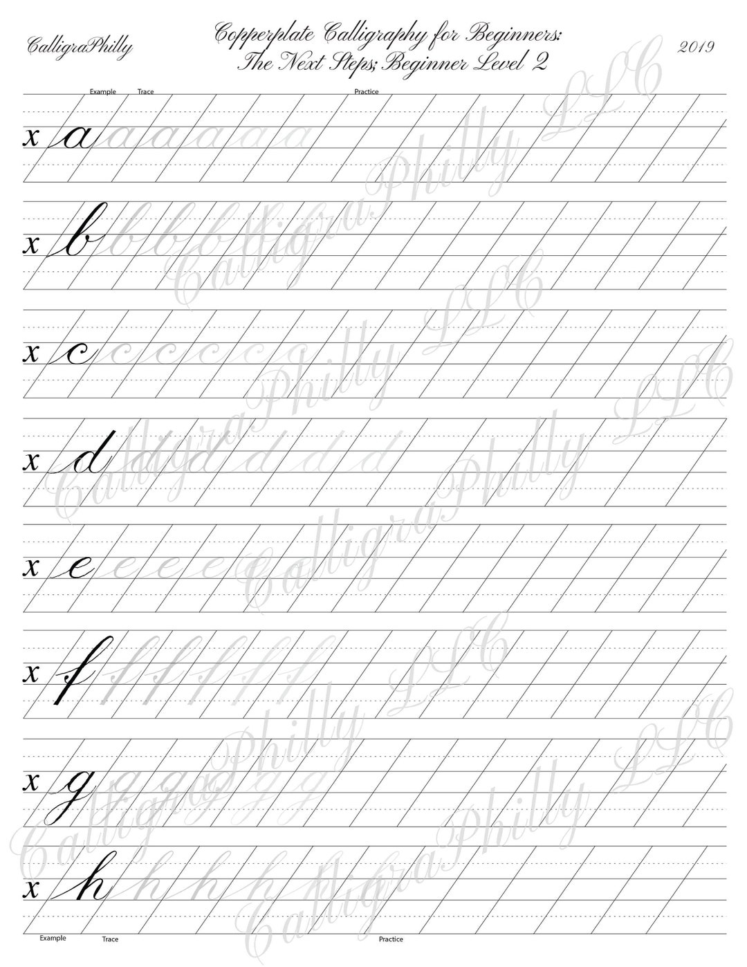 Beginner Level 2 Copperplate Lowercase Calligraphy Alphabet Worksheet With Stroke Guidelines Classic Calligraphy Lesson Digital Download Etsy