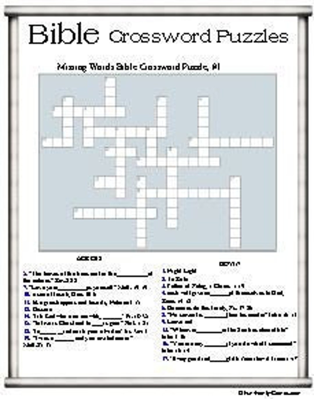 bible crossword puzzle printable