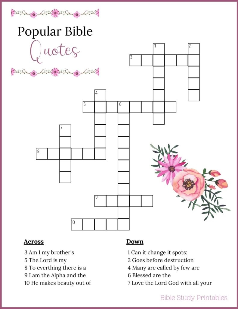 free printable bible crosswords