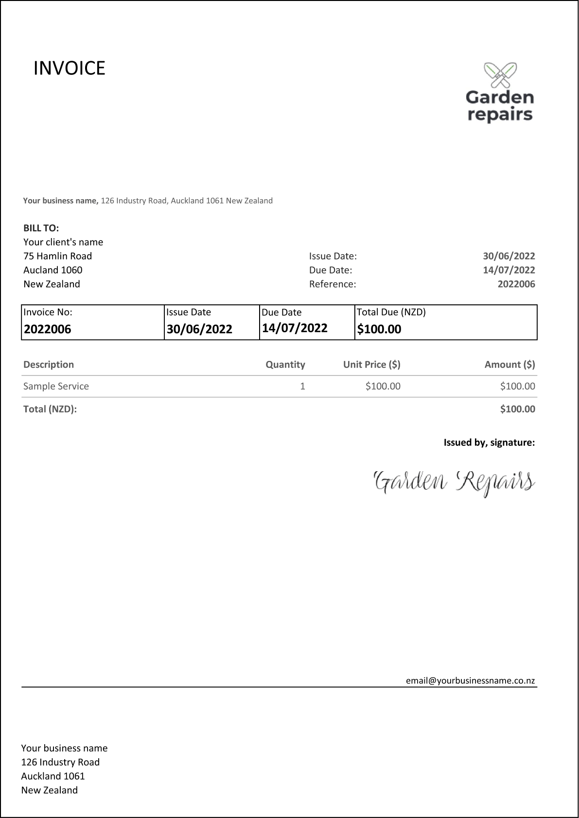 free printable blank invoice