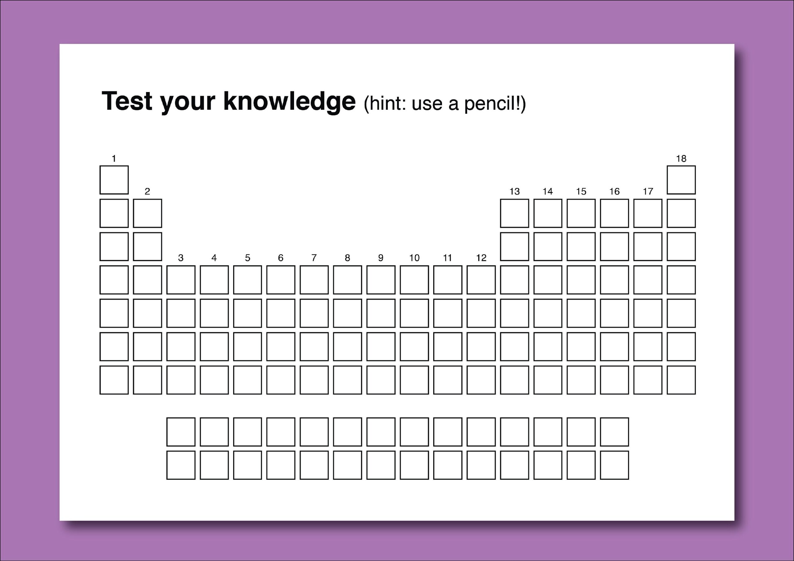Blank Periodic Table Of Elements Test Your Knowledge Etsy