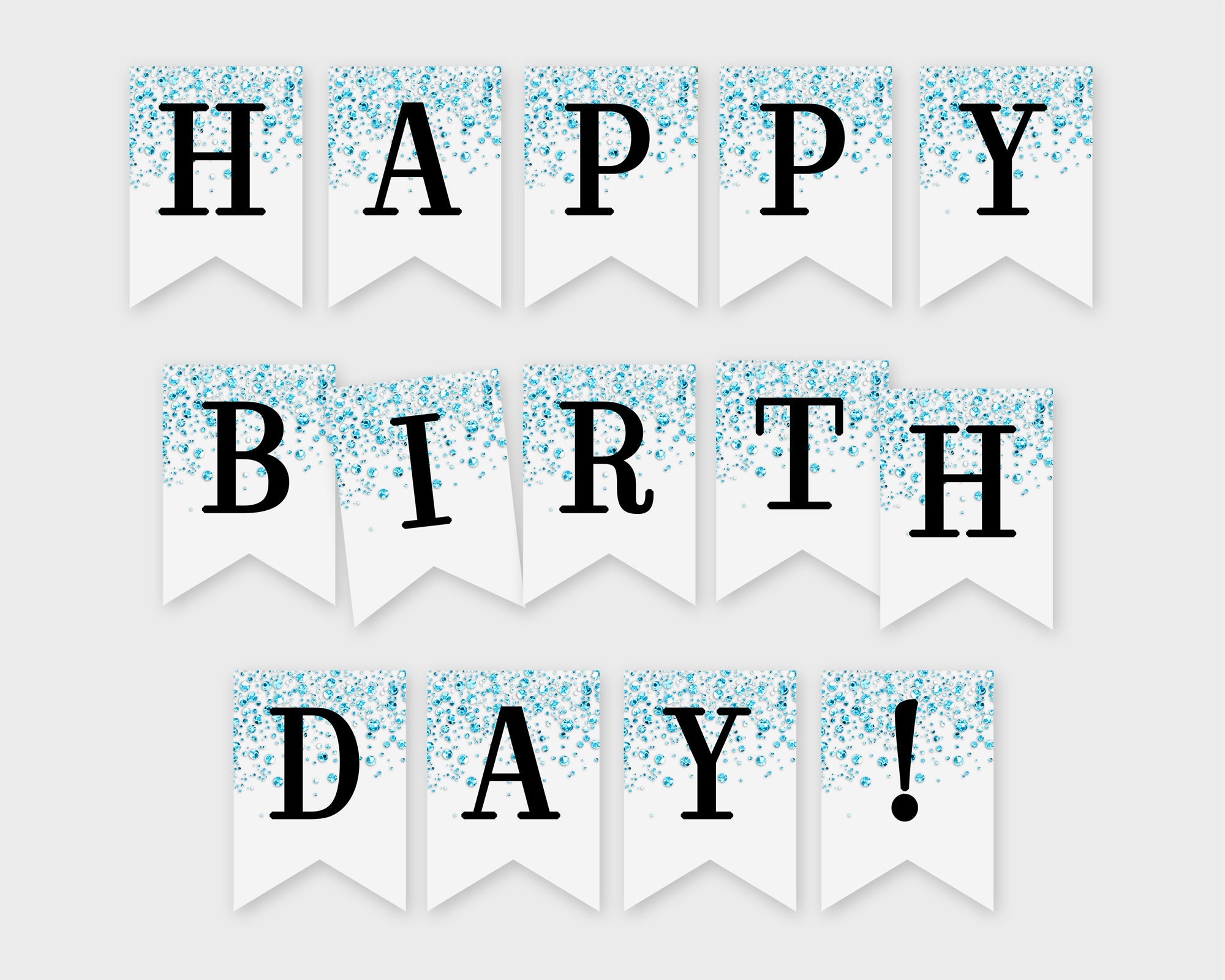 Blue Confetti Happy Birthday Banner Printable Party Decor PDF Etsy