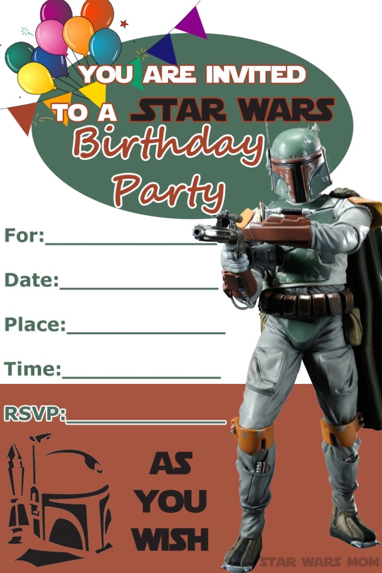Boba Fett Free Birthday Party Invitation Star Wars Party The Star Wars Mom Parties Recipes Crafts And Printables