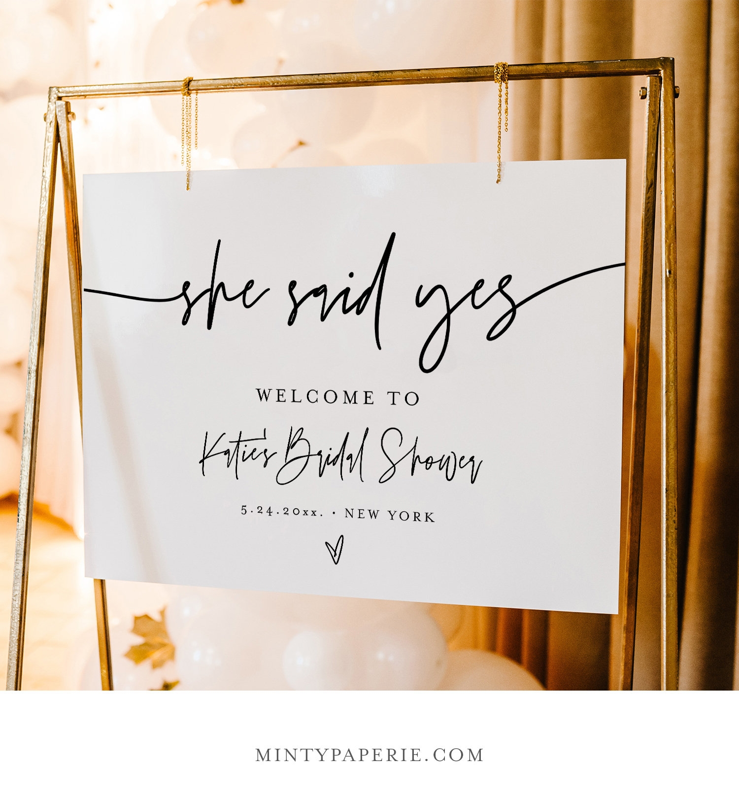 Bridal Shower Welcome Sign She Said Yes Minimalist Modern 100 Editable Template Printable Instant Download Templett 0009 239LS