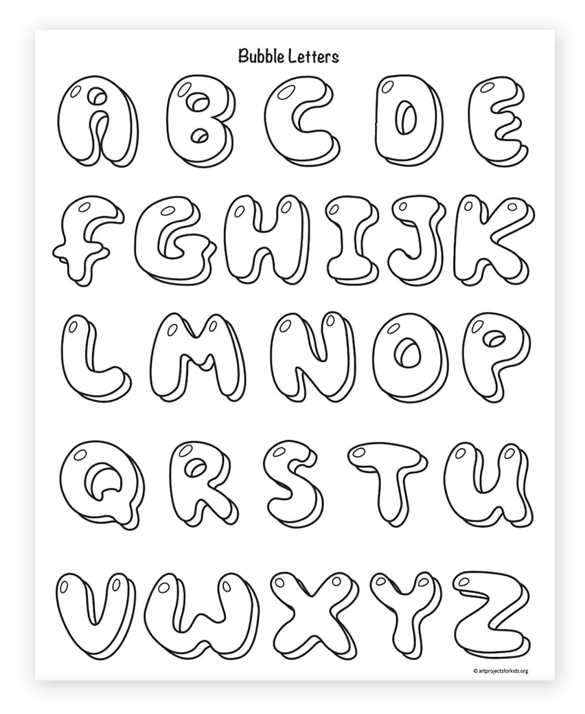 Bubble Letter Coloring Page