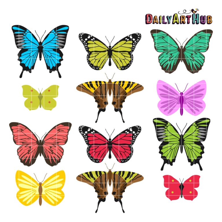 Butterflies Clip Art Set Daily Art Hub Graphics Alphabets SVG