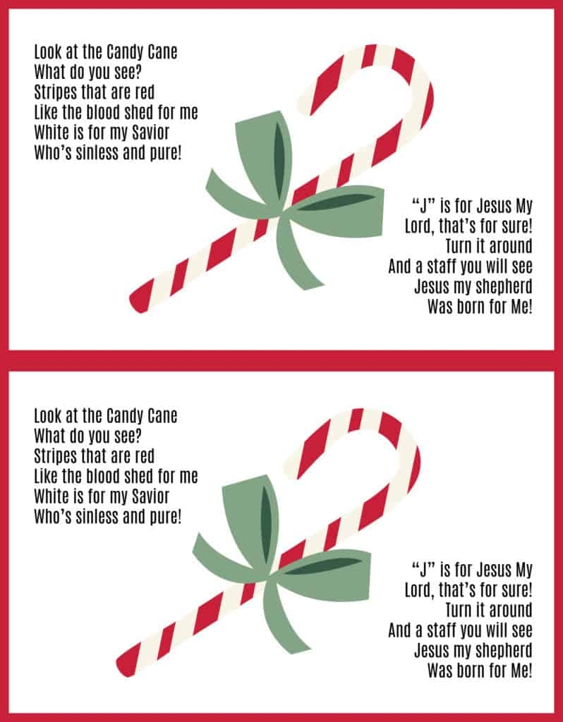 Candy Cane Poem About Jesus Free Printable PDF Handout Christmas Story Object Lesson For Kids