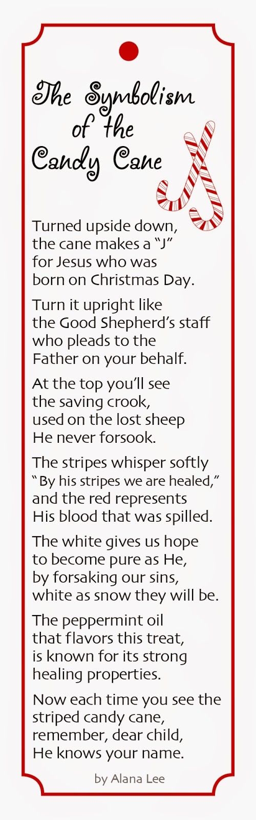 Candy Cane Poem Bookmarks The Symbolism Of The Candy Cane By Alana Lee