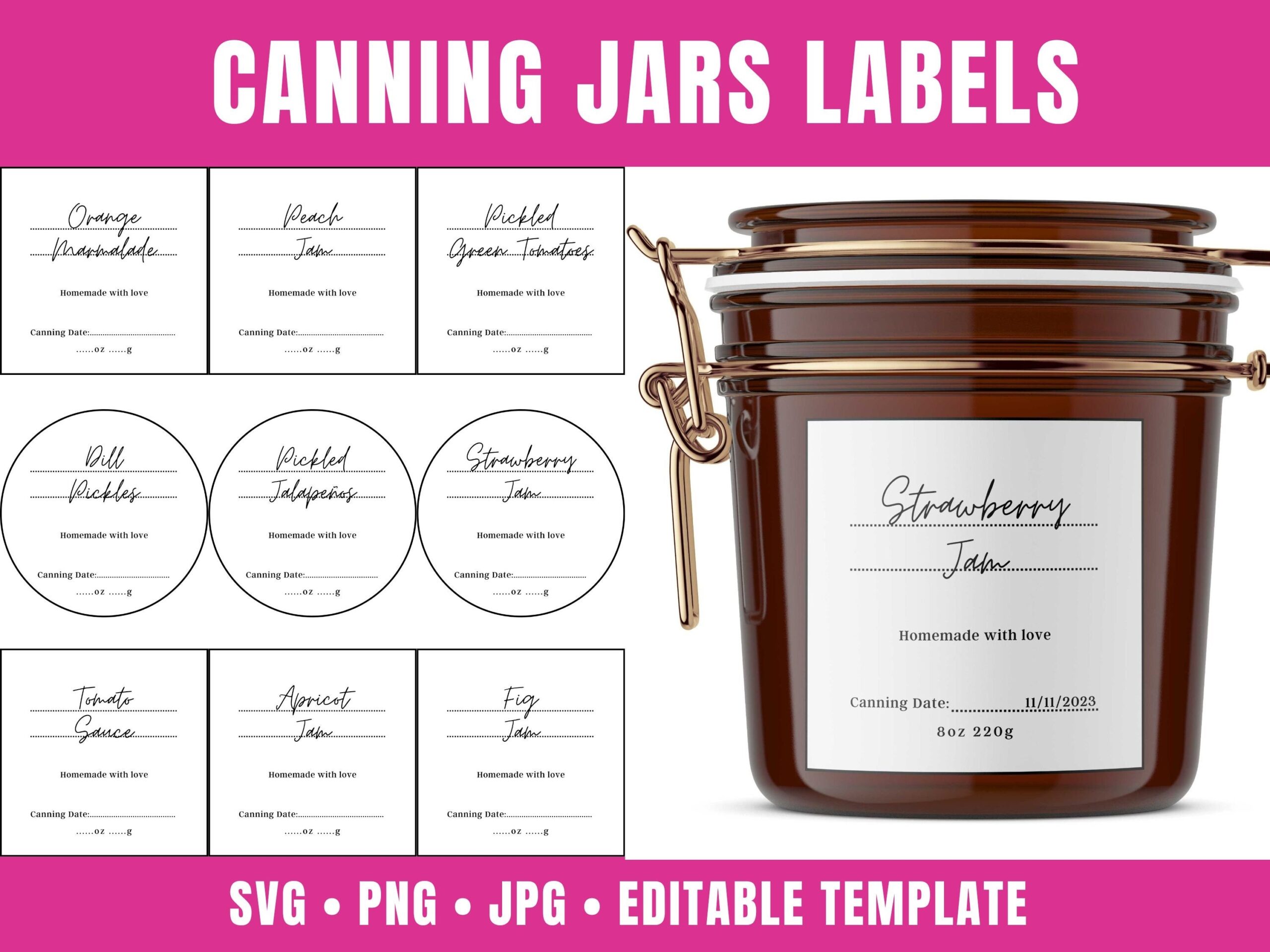 Canning Labels Template With 40 Editable Jar Labels Square And Round For Jar Lids Printable Editable Canning Jar Labels SVG PNG PDF Etsy Canning Labels Template With 40 Editable Jar Labels Square And Round For Jar Lids Printable Editable Canning Jar Labels SVG PNG PDF Etsy