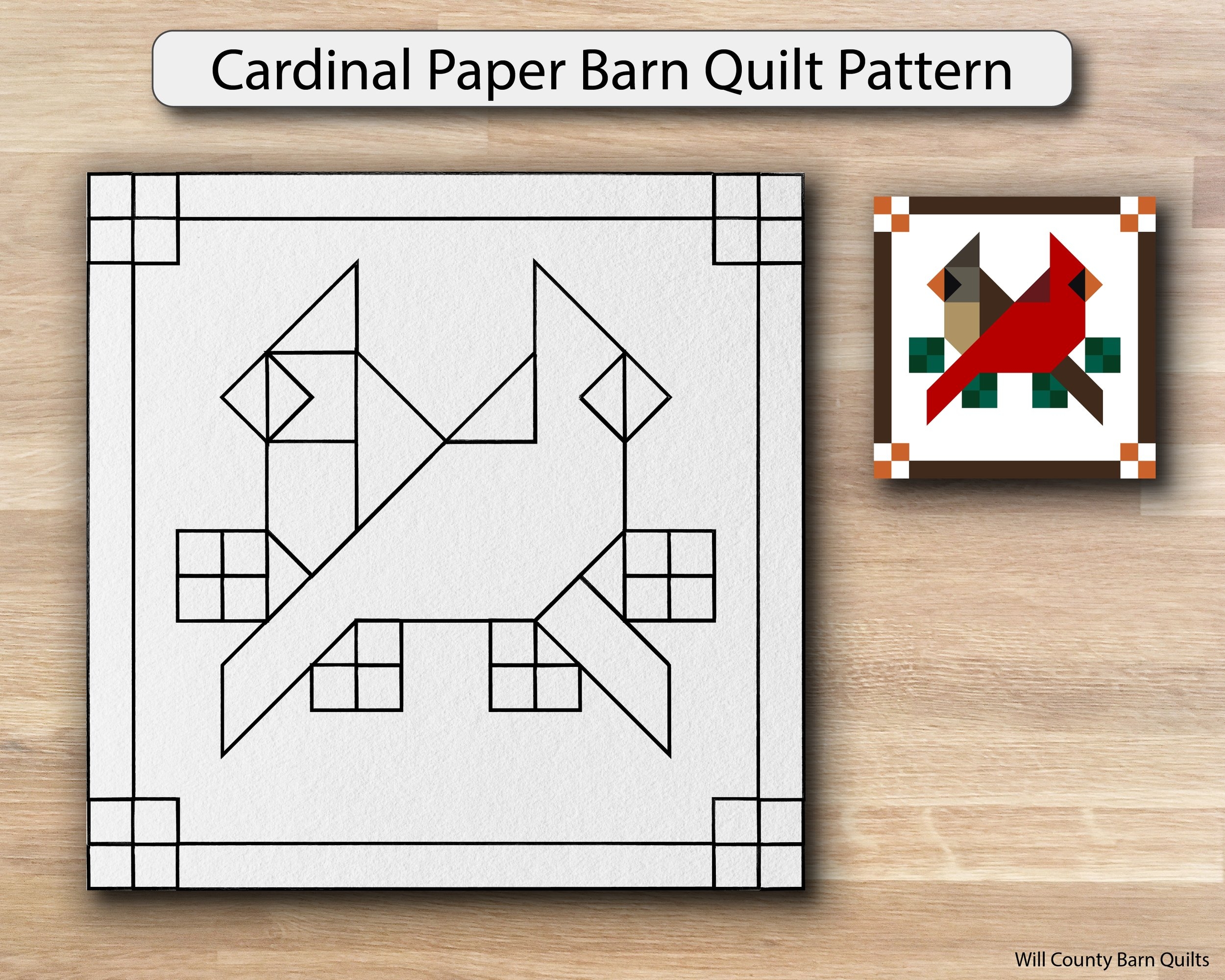 Cardinal Barn Quilt Pattern Will County Barn Quilt Trail