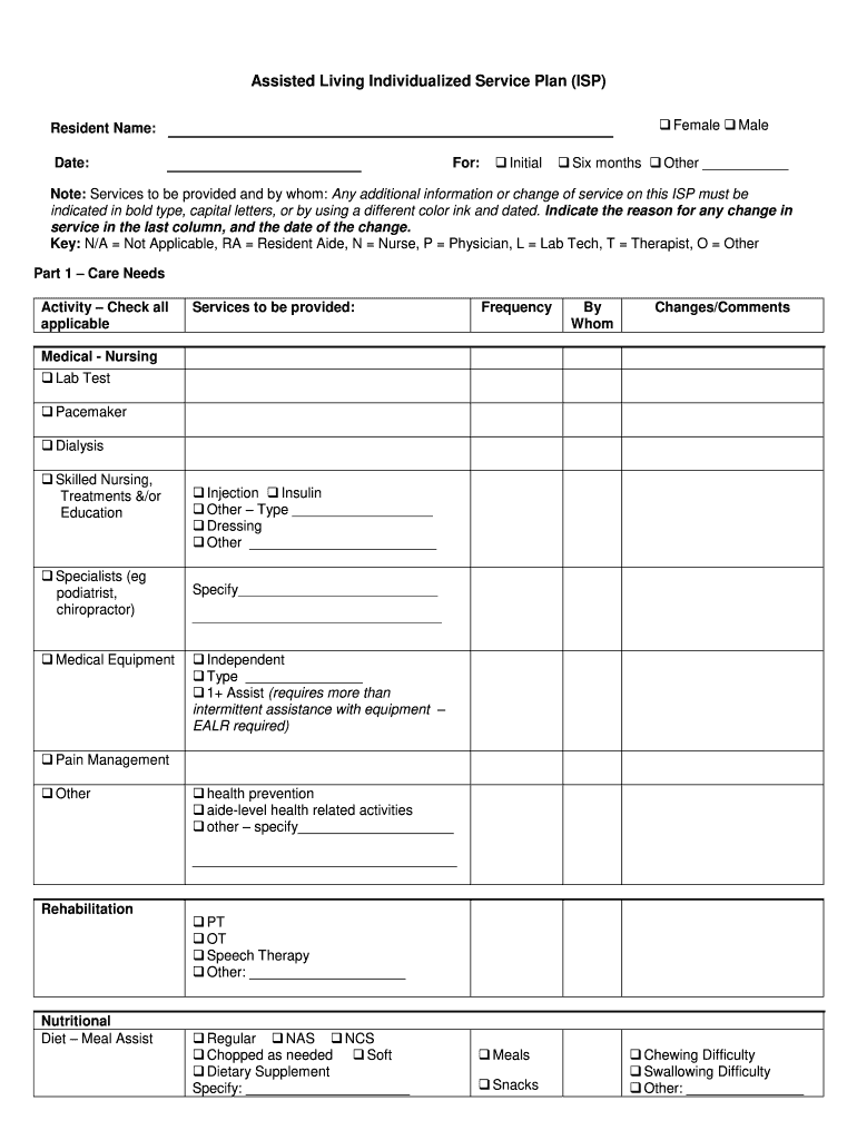 Care Plan Template For Assisted Living Fill Online Printable Fillable Blank PdfFiller