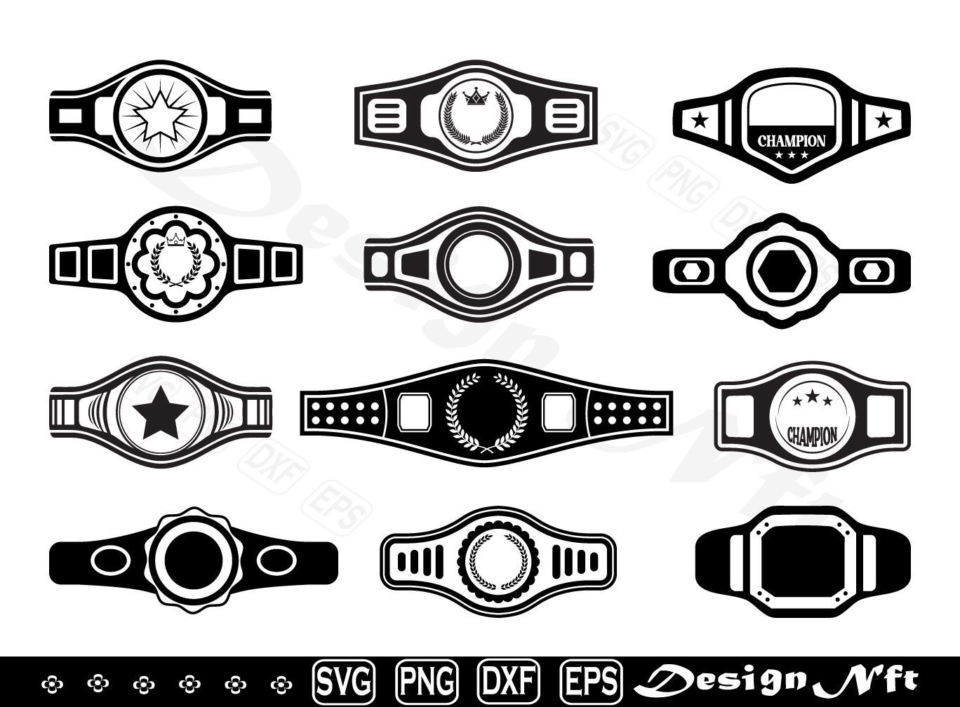 Championship Belt Svg Clipart Cut Files For Silhouette Vector Dxf Eps Png Design Etsy