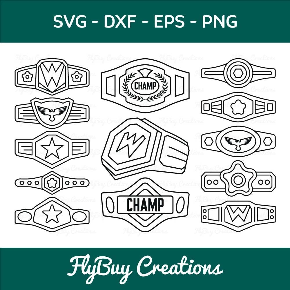 Championship Belt SVG Outline champ Belt Silhouette Cut File Bundle Etsy