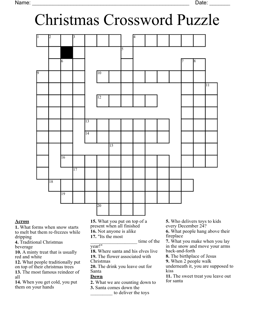 Christmas Crossword Puzzle WordMint