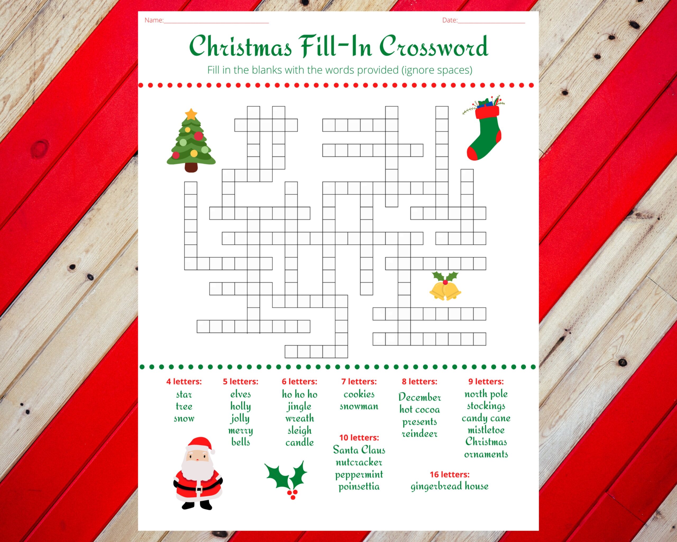 christmas printable crossword