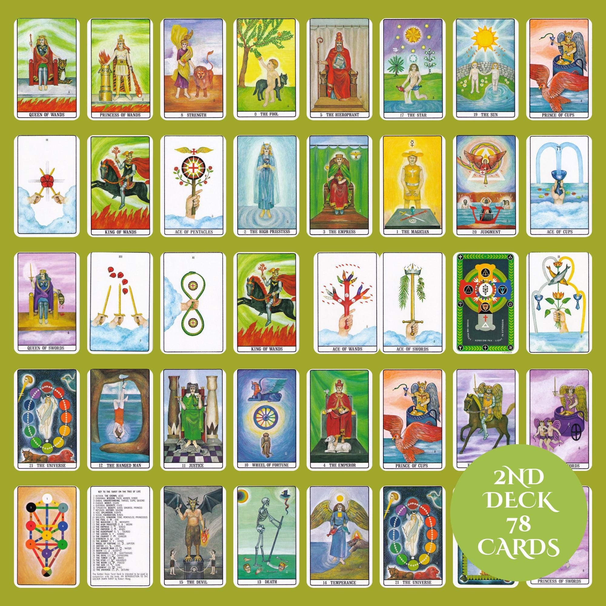 Classic Golden Dawn Tarot Deck Coloring Set Guide BMP JPG PDF Etsy