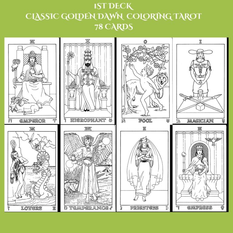 Classic Golden Dawn Tarot Deck Coloring Set Guide BMP JPG PDF Etsy