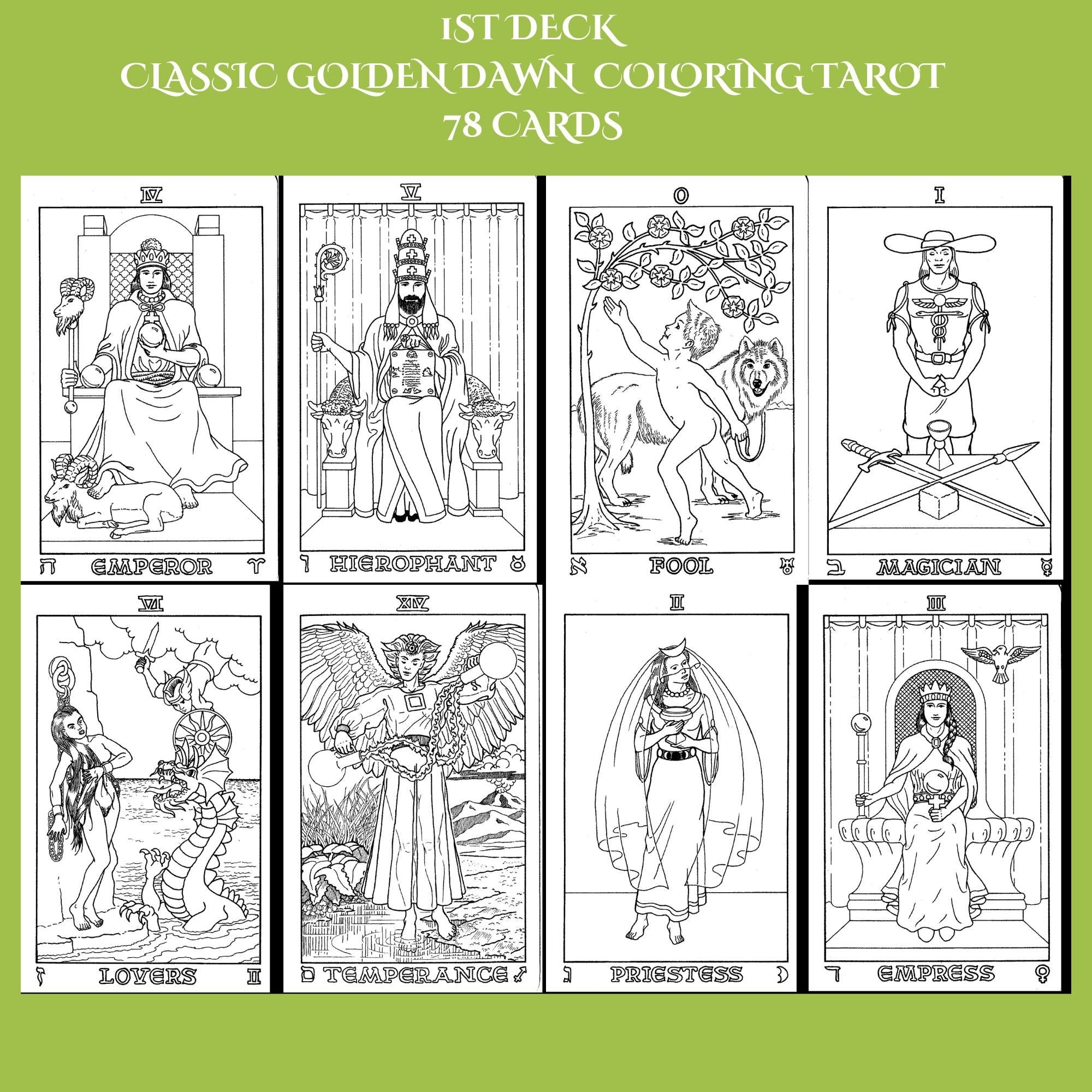 Classic Golden Dawn Tarot Deck Coloring Set Guide BMP JPG PDF Etsy