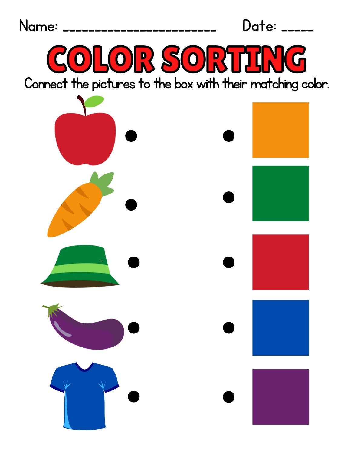 Color Sorting Images To Colors Color Sheets Identification Of Colors And Shapes Homeschool Worksheet Preschool Worksheet kindergarten Etsy