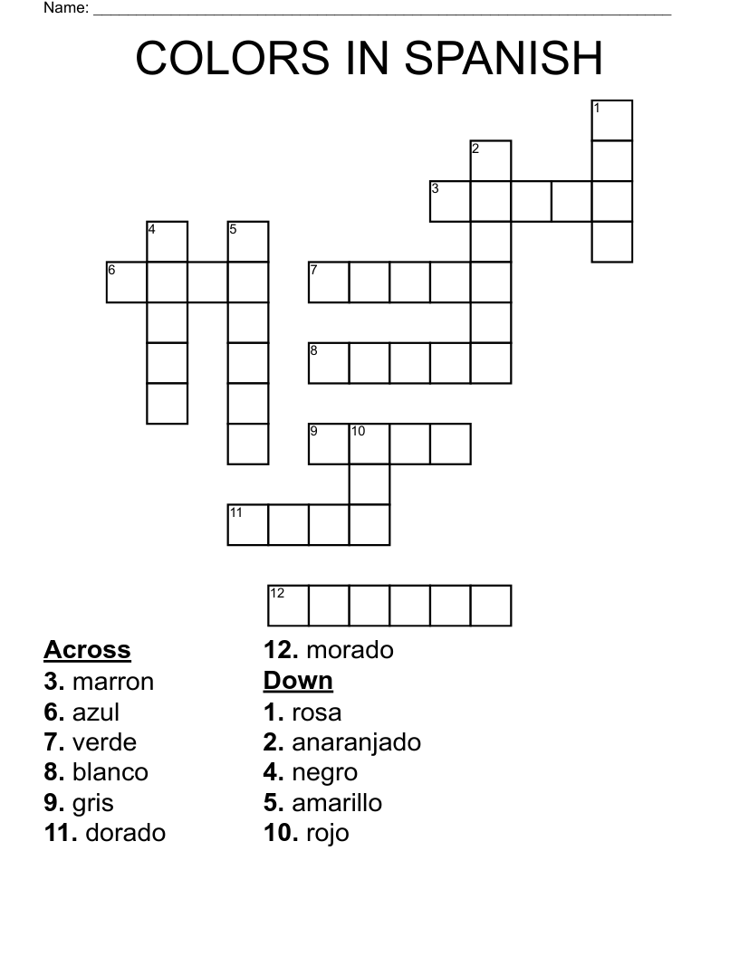 printable spanish crossword puzzle printable spanish crossword puzzle