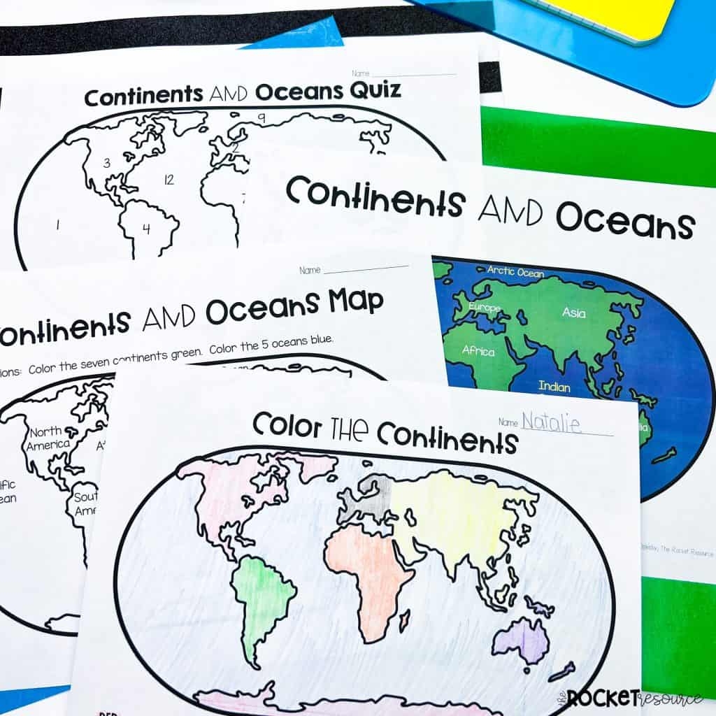 Continents And Oceans Printable Quiz And Worksheets The Rocket Resource