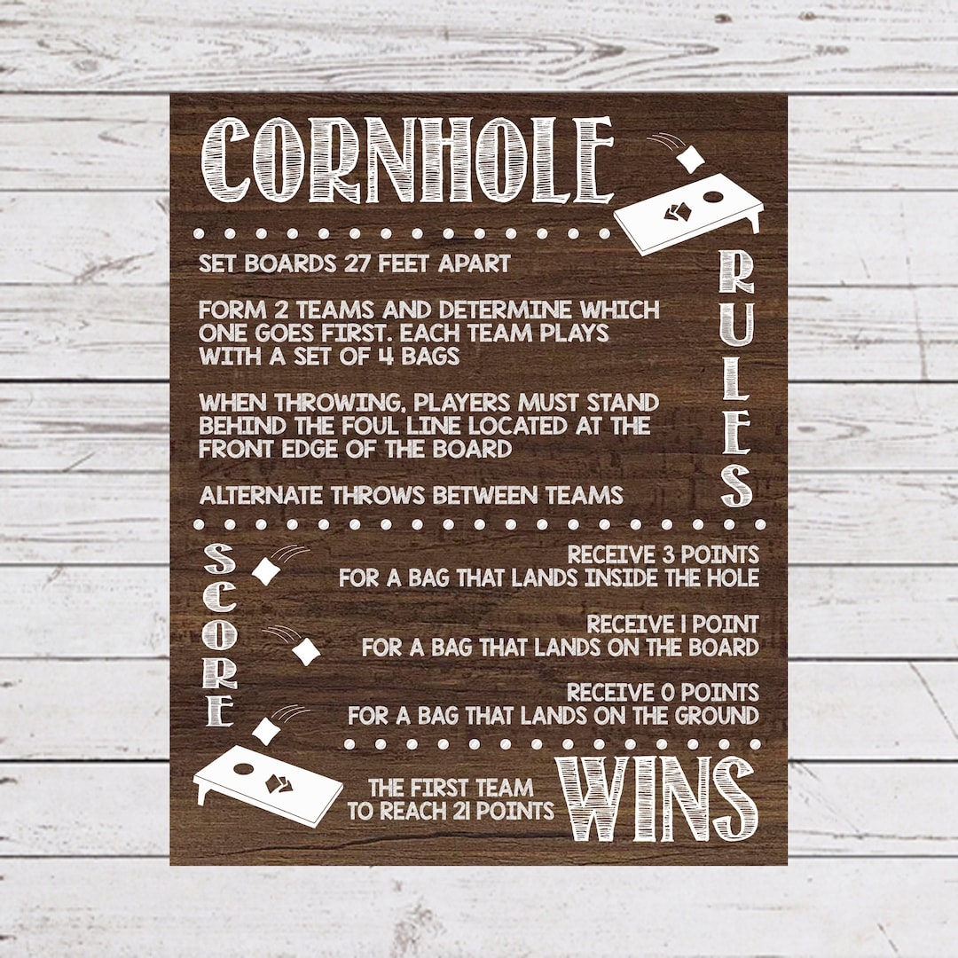 Cornhole Rules Bean Bag Toss Rules Yard Games Outdoor Party Games Wedding Lawn Games Backyard Games Cornhole Instructions Etsy New Zealand