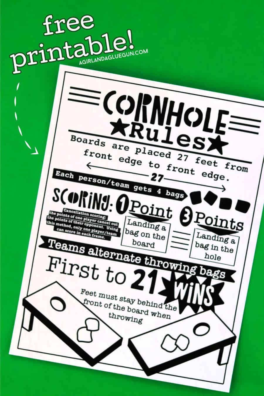 Cornhole Rules Printable A Girl And A Glue Gun