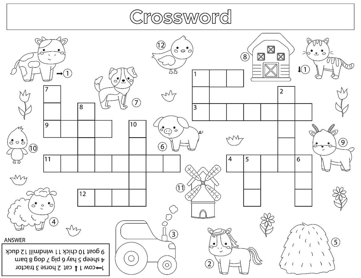 Crossword Puzzles For Kids Fun Free Printable Crossword Puzzle Coloring Page Activities For Children Printables 30Seconds Mom