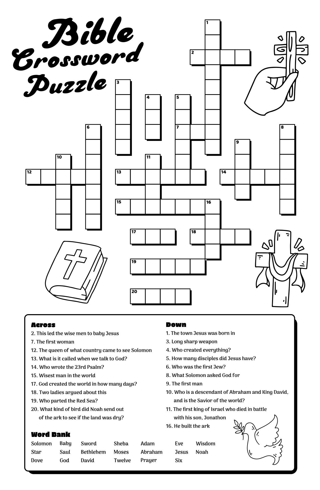 free printable bible crossword puzzles with answers