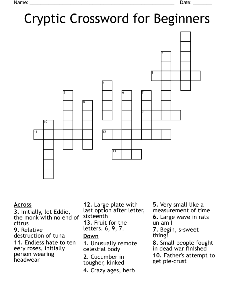 Cryptic Crossword For Beginners WordMint