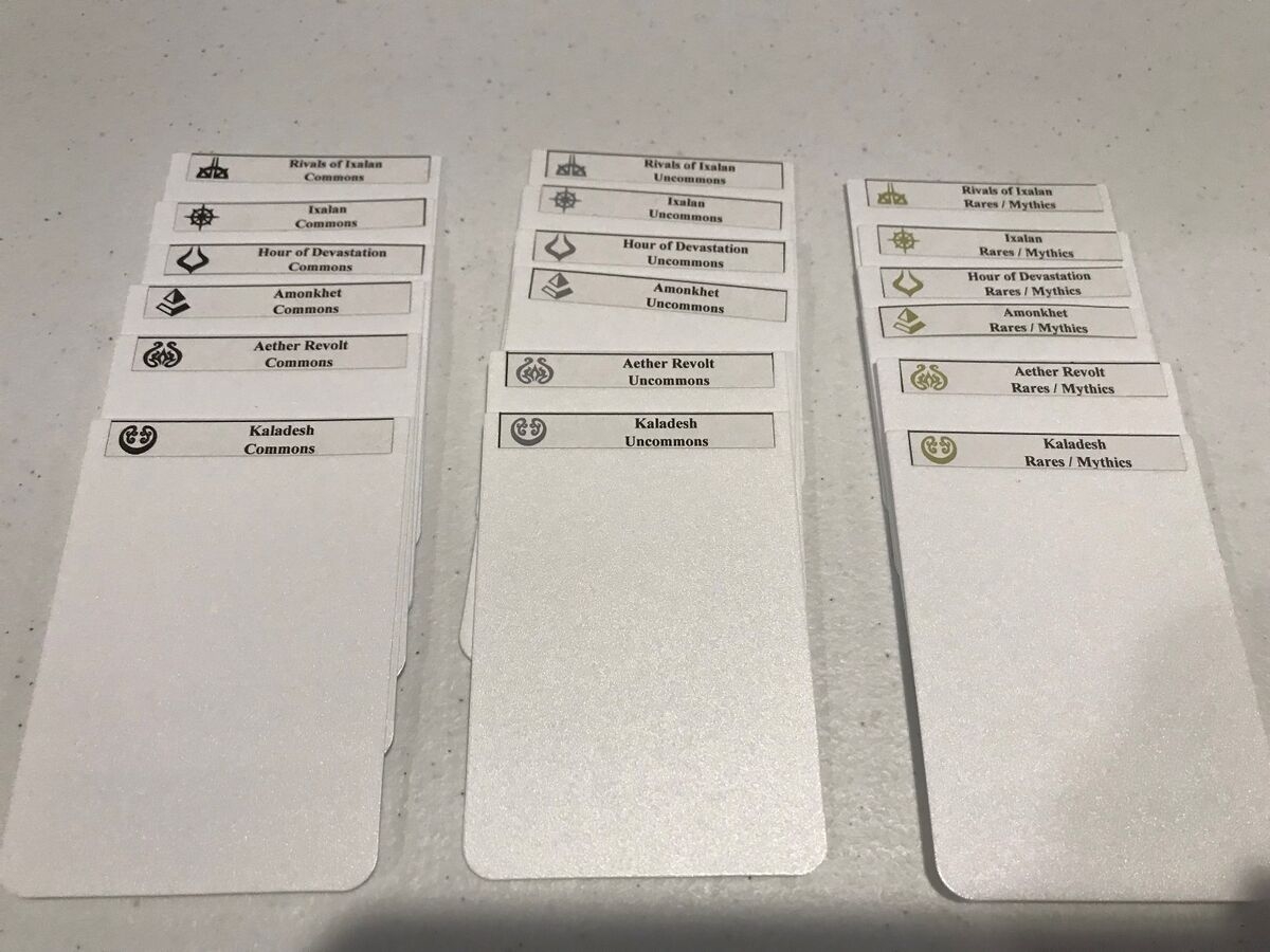 CUSTOM MAGIC THE GATHERING LABELS CARD DIVIDERS FOR ANY SET COLORED SYMBOLS EBay