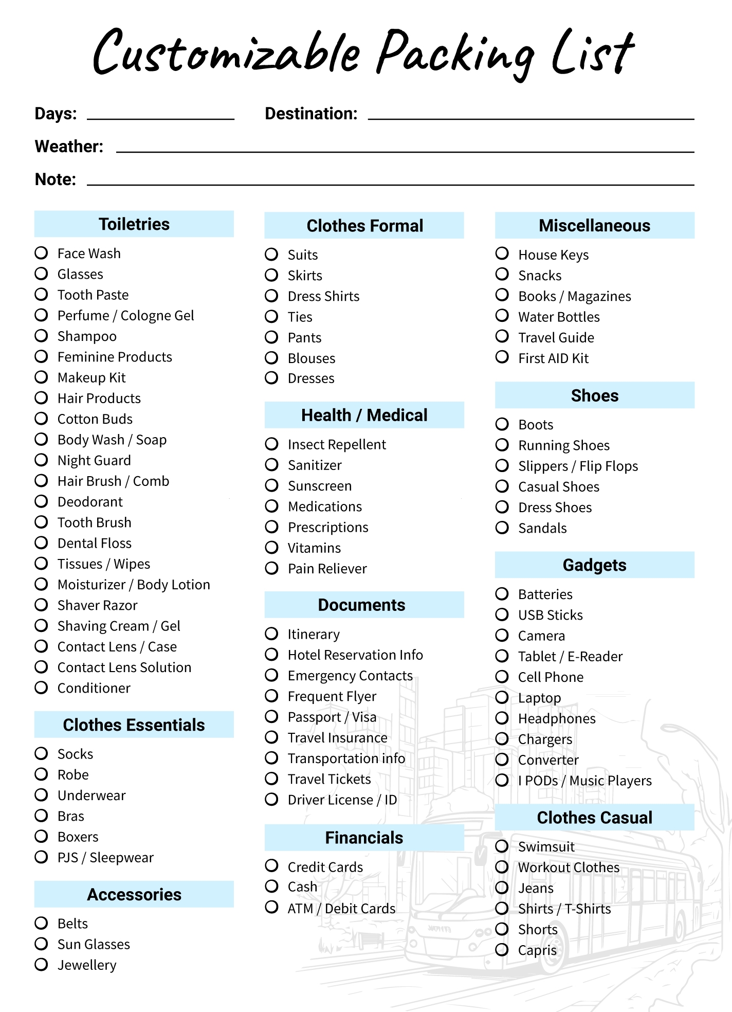 Customizable Packing List Free Google Docs Template Gdoc io