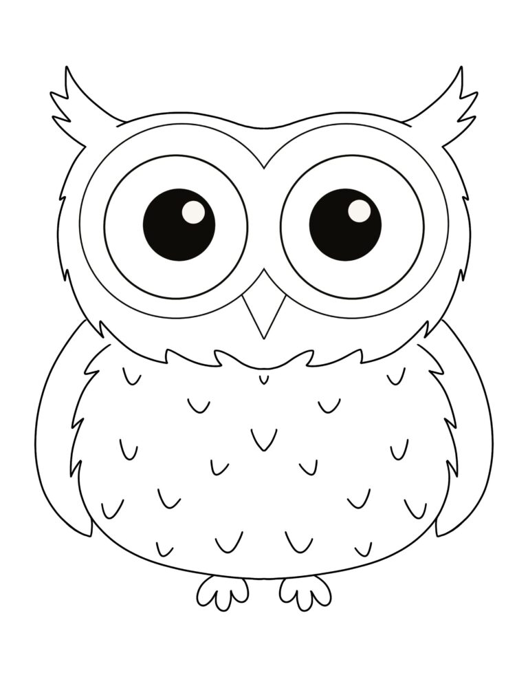 Cute Owl Coloring Page For Kids Digital Download Full Page Owl Coloring Page PDF PNG JPG Etsy