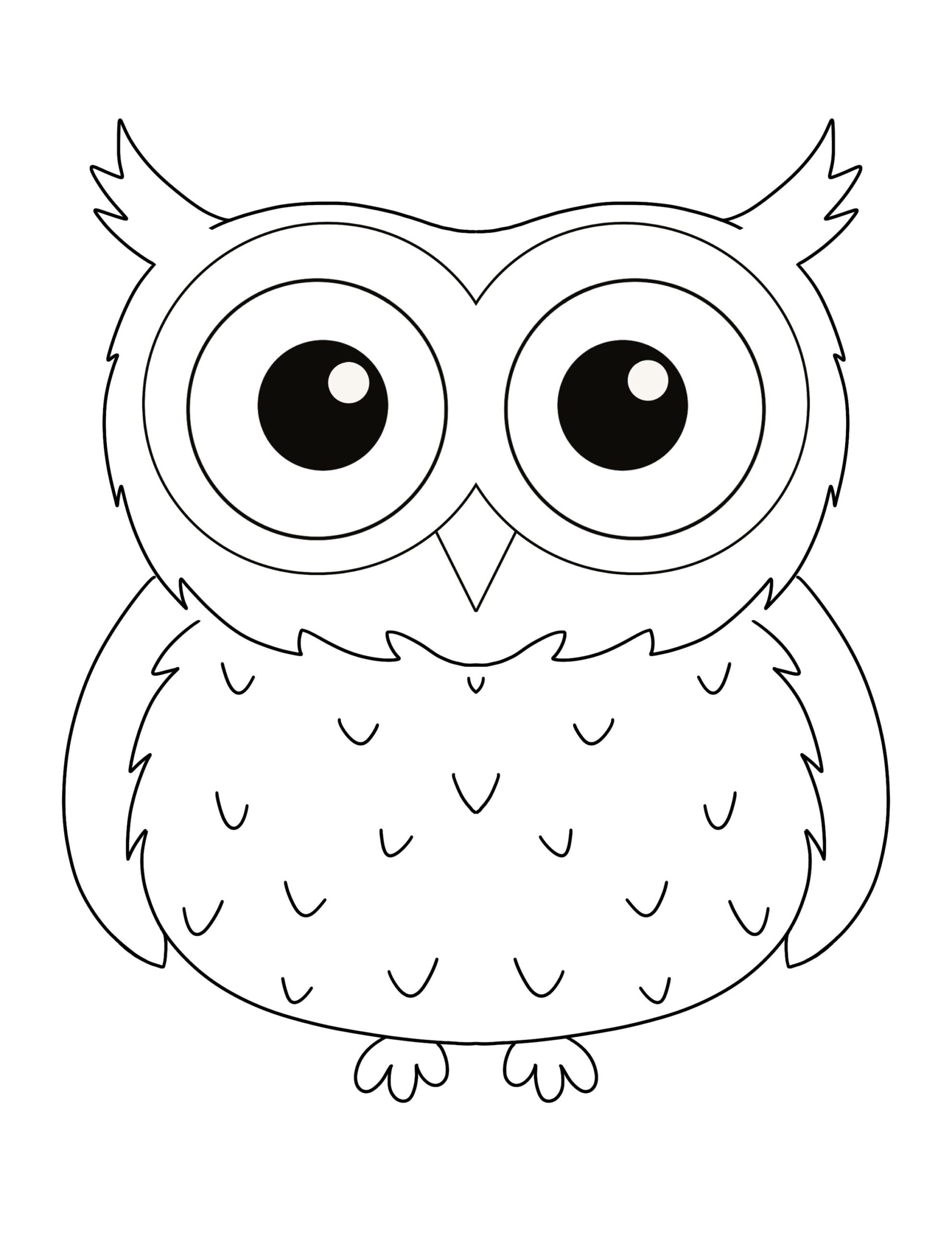Cute Owl Coloring Page For Kids Digital Download Full Page Owl Coloring Page PDF PNG JPG Etsy
